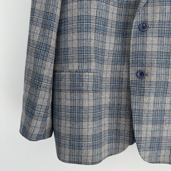 Robert Graham Sport Coat Mens 46R Wool Silk Plaid Slim Fit Blazer Jacket Preppy - Picture 7 of 16
